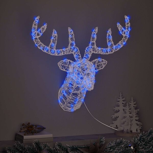 vidaXL Rudolf hode med 140 LED Bl&aring; 68 x 36,5 x 62,5 cm Akryl