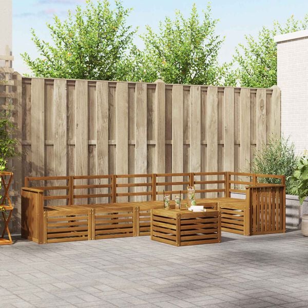 vidaXL Seksjonssofa Sett 7 pcs Naturlig Solid akasietre