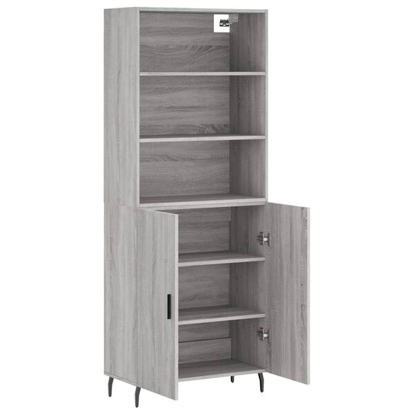 vidaXL Highboard gr&aring; sonoma 69,5x34x180 cm konstruert tre