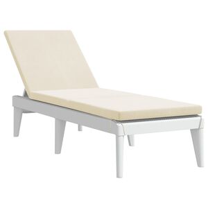 vidaXL Solseng med pute hvit 186x60x29 cm PP