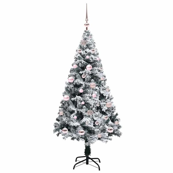 vidaXL Kunstig juletre med 150 LED Hvit 150 cm PVC og St&aring;l og Plast