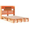 vidaXL Seng med bokhylle uten madrass voksbrun 135x190 cm heltre furu
