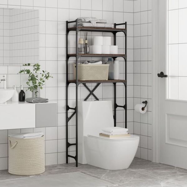 vidaXL Vaskemaskinhylle brun eik 67x25x163 cm sponplate