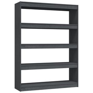 vidaXL Bokhylle/romdeler gr&aring; 100x30x135,5 cm heltre furu