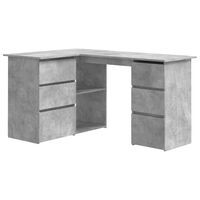 vidaXL Hjørneskrivebord betonggrå 145x100x76 cm sponplate