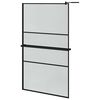 vidaXL Dusjvegg med hylle svart 115x195 cm ESG-glass og aluminium
