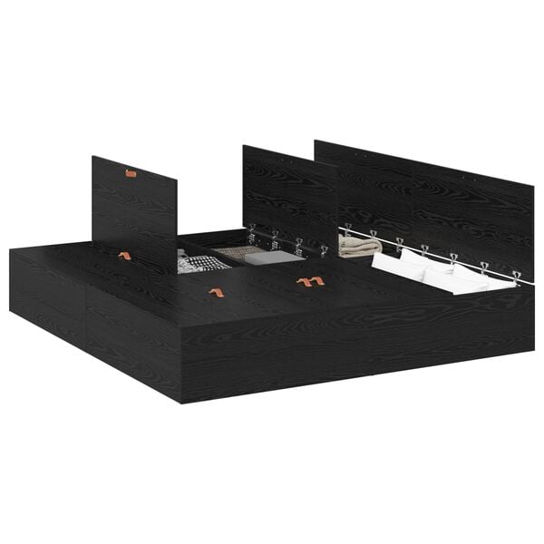 vidaXL Seng med lagring Svart Eik 200 x 200 cm Konstruert tre