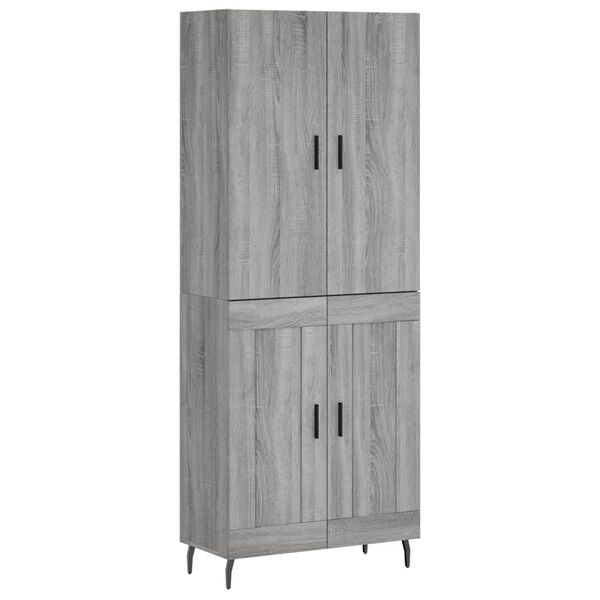 vidaXL Highboard grå sonoma 69,5x34x180 cm konstruert tre