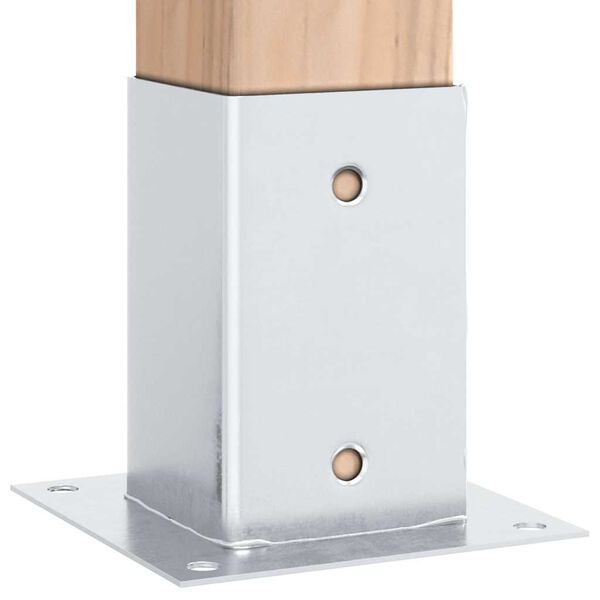 vidaXL Stolpebunner firkantet 4 stk sølv 81x81 mm galvanisert stål