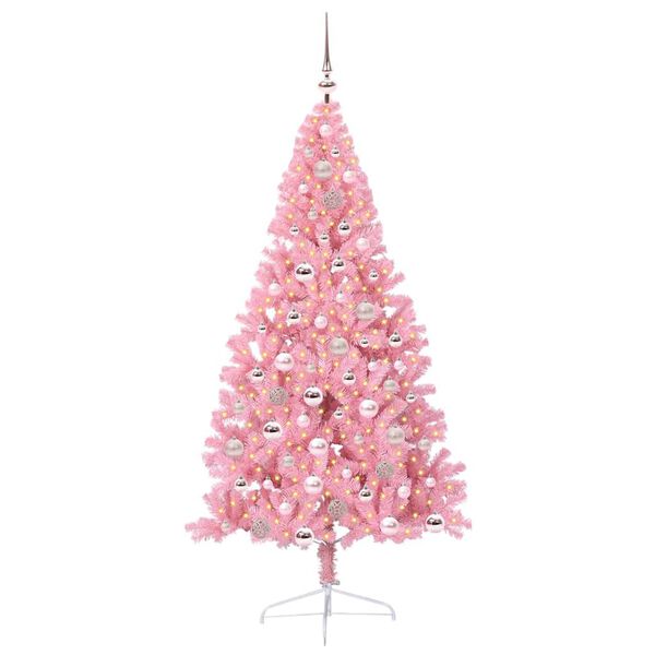 vidaXL Kunstig Forh&aring;ndsopplyst Juletre med 300 LED Rosa 180 cm PVC