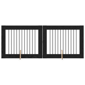 vidaXL Hundegate med stender 2 pcs Svart eik 100 x 80 cm