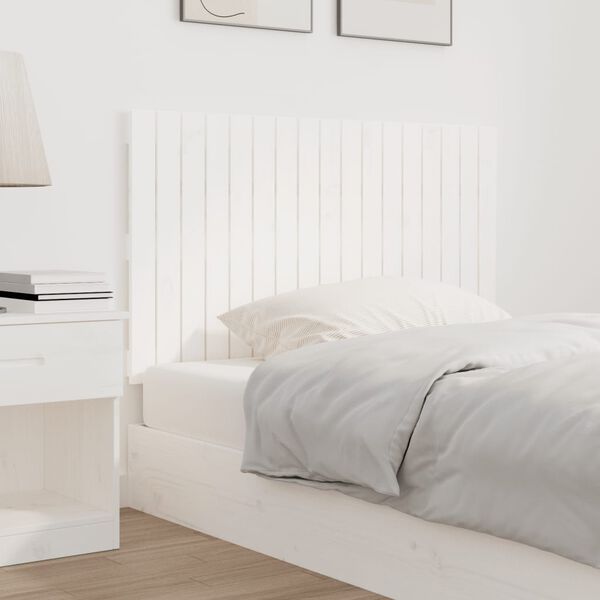 vidaXL Veggmontert sengegavl hvit 108x3x60 cm heltre furu