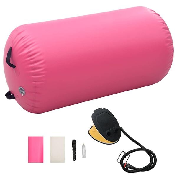 vidaXL Oppbl&aring;sbar gymnastikkrull med pumpe 120x75 cm PVC rosa