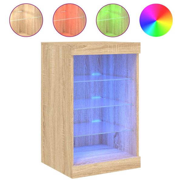 vidaXL Skjenk med LED-lys sonoma eik 41x37x67 cm