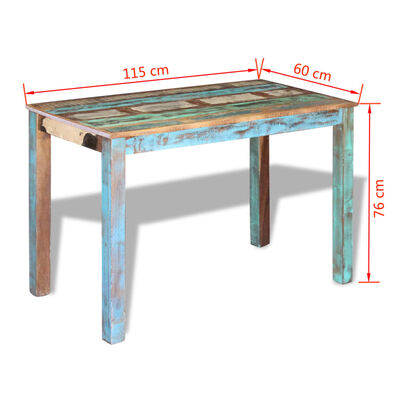 vidaXL Spisebord gjenvunnet heltre 115x60x76 cm