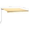 vidaXL Frittst&aring;ende automatisk markise 450x300 cm gul/hvit