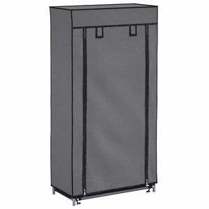 vidaXL Skoskap med trekk gr&aring; 58x28x106 cm stoff