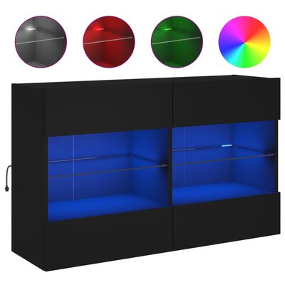 vidaXL Vegghengt TV-benk med LED svart 98,5x30x60,5 cm