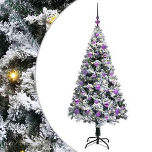 vidaXL Kunstig juletre med 150 LED Hvit 150 cm PVC og St&aring;l og Plast