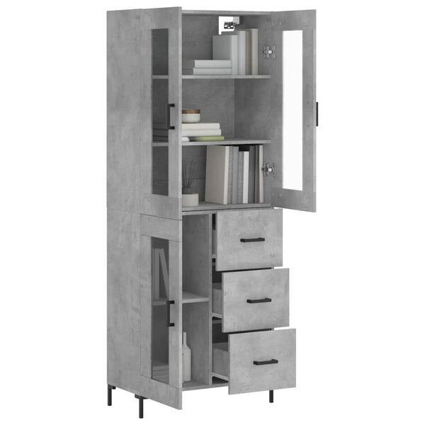 vidaXL Highboard betonggr&aring; 69,5x34x180 cm konstruert tre