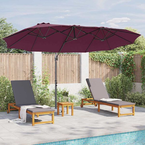 vidaXL Parasoll Bordeaux R&oslash;d 372 x 198 x 243 cm Polyester og aluminium