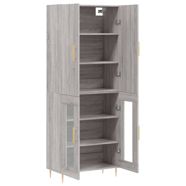 vidaXL Highboard gr&aring; sonoma 69,5x34x180 cm konstruert tre