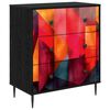 vidaXL Kommode HEESCH Fargeblokk trykk 66 x 36,5 x 76 cm Svart eik