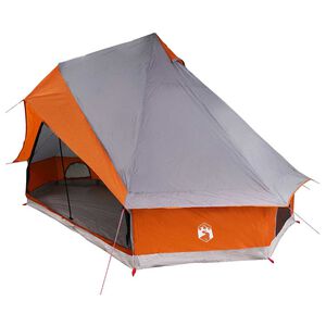 vidaXL Tipi telt 8-personers Gr&aring; og Oransje taft