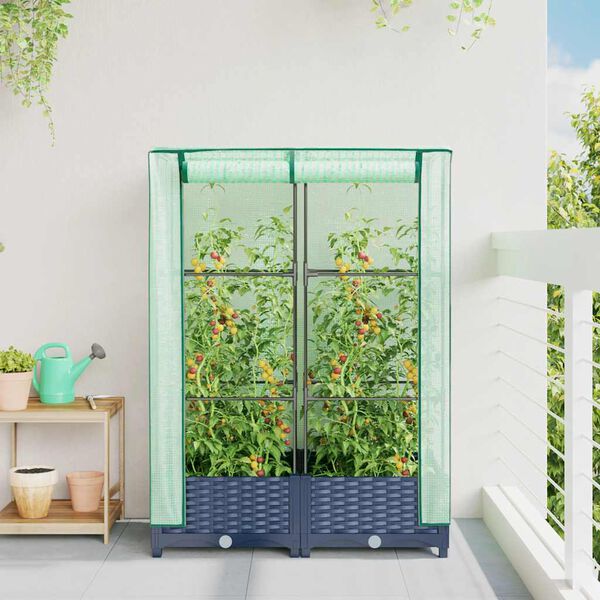 vidaXL Høyseng med drivhustrekk rottingutseende 80x40x123 cm