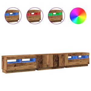 vidaXL TV-benk med LED-lys gammelt tre 260x35x40 cm konstruert tre