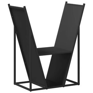 vidaXL Vedstativ svart 69,5x35x81 cm kaldvalset st&aring;l