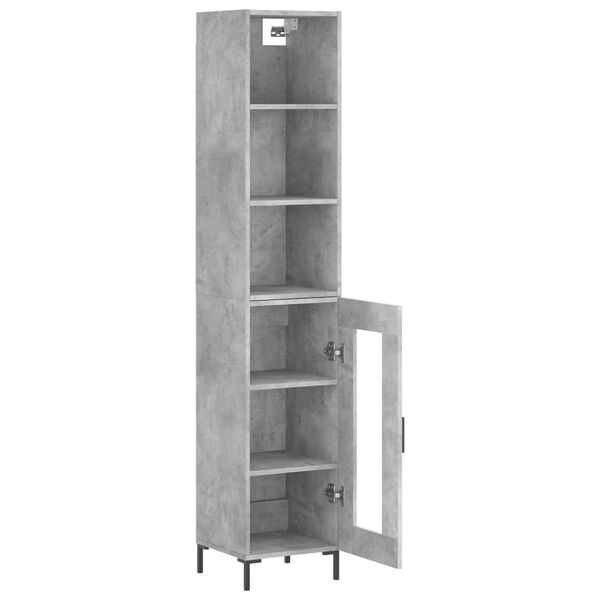 vidaXL Highboard betonggr&aring; 34,5x34x180 cm konstruert tre