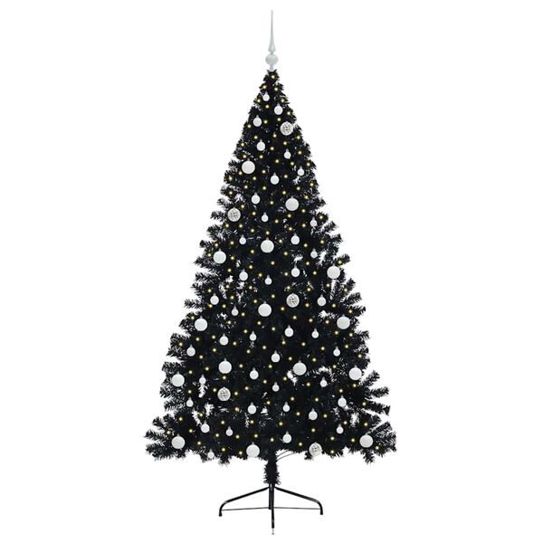 vidaXL Kunstig Forh&aring;ndsopplyst Juletre med 300 LED Svart 210 cm PVC