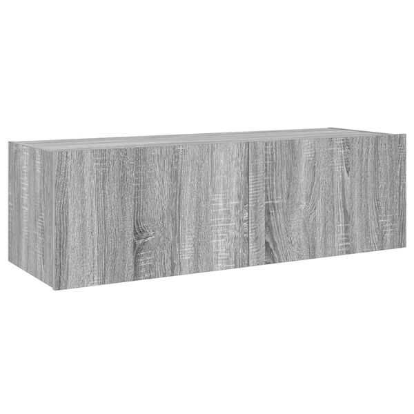 vidaXL Vegghengt TV-benk med LED gr&aring; sonoma 100x35x31 cm