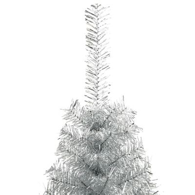 vidaXL Kunstig halvt juletre med stativ sølv 240 cm PET