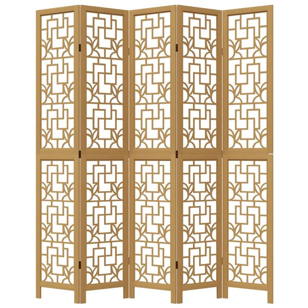 vidaXL Romdeler 5 paneler brun heltre keisertre