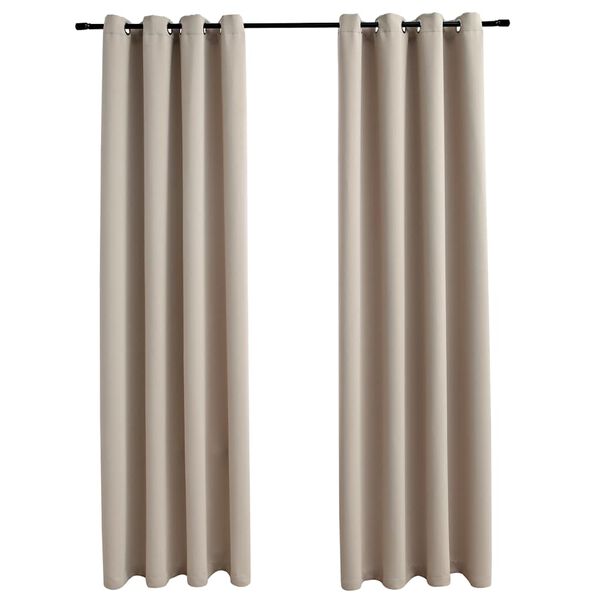 vidaXL Lystette gardiner med metallringer 2 stk beige 140x175 cm