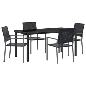 vidaXL Hage Spisegruppe 5 pcs Svart PE Rattan