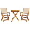 vidaXL Bistrosett 3 deler beige stoff og heltre