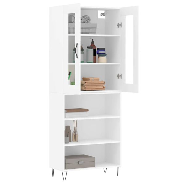 vidaXL Highboard hvit 69,5x34x180 cm konstruert tre