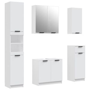 3115852 vidaXL Baderomsskapsett 5 deler hvit konstruert tre