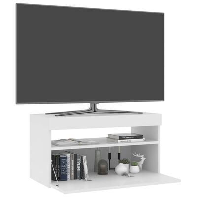 vidaXL TV-benk med LED-lys høyglans hvit 75x35x40 cm
