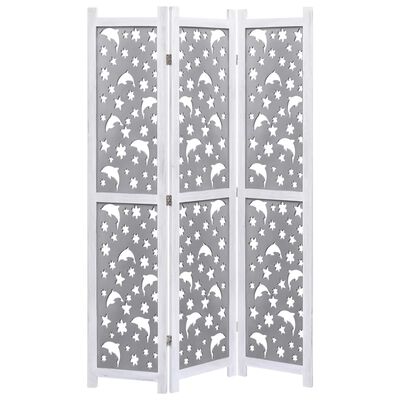 vidaXL Romdeler 3 paneler grå 105x165 cm heltre