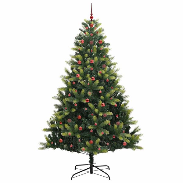 vidaXL Kunstig leddet juletre med 300 LED-lamper gr&oslash;nn 240 cm