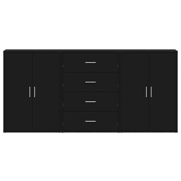 vidaXL Skjenker 3 stk svart 60x31x84 cm konstruert tre