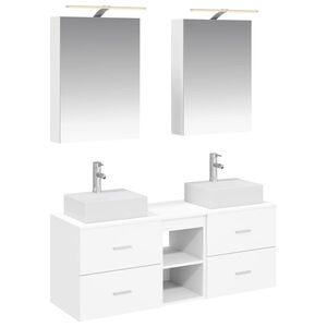 vidaXL Baderomsinnredningssett 5 pcs Hvit Konstruert tre og glass