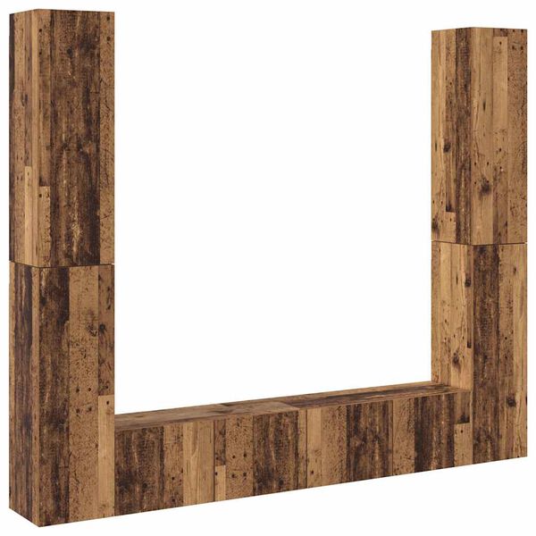 vidaXL Vegghengte TV-benker 6 stk gammelt tre konstruert tre