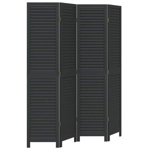 vidaXL Romdeler 4 paneler svart heltre keisertre