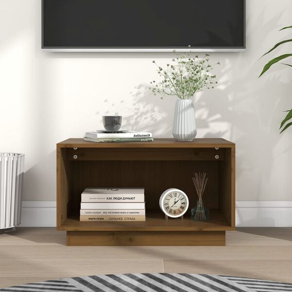 vidaXL TV-benk honningbrun 60x35x35 cm heltre furu