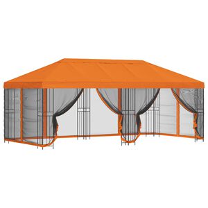 vidaXL Paviljong med sidevegger 6 x 3 m Oransje Polyester og st&aring;l 190